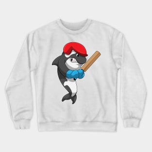 Killer whale at Cricket with Cricket bat Crewneck Sweatshirt